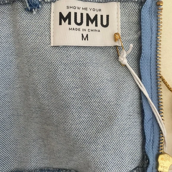 MUMU Blue Denim Floral Bustier Top SIZE M - Picture 4 of 10